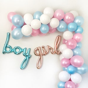 Gender Reveal Balloon Garland, Gender Reveal Balloons, Gender Reveal Decorations, Girl or Boy Balloons, Twins Baby Shower Decor Pink Blue