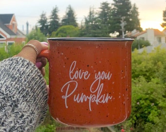 Love You Pumpkin Campfire Mug, Fall Mug, Autumn Mug, 15 oz, Pumpkin Spice Latte, PSL Coffee Mug, Fall Decor, Pumpkin Decor, Coffee Cup