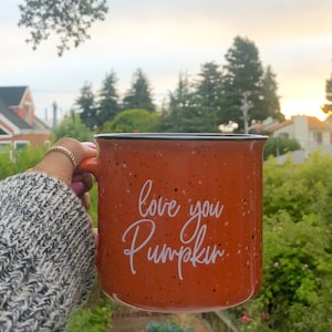 Love You Pumpkin Campfire Mug, Fall Mug, Autumn Mug, 15 oz, Pumpkin Spice Latte, PSL Coffee Mug, Fall Decor, Pumpkin Decor, Coffee Cup