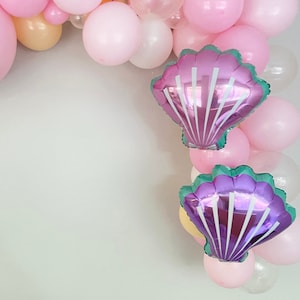 Seashell Balloons, Mermaid Birthday Party, Under the Sea Birthday Party Decor, Pink Seashell, Shell Balloons, Purple Seashell Balloon