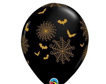 Bats and Spider Webs Balloon, Halloween Balloon, Halloween Decorations, Halloween Party Decorations, Bats Balloon, Spider Web Balloon, Gold
