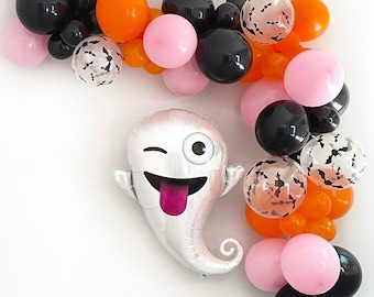 Pastel Halloween Balloon Garland, Ghost Balloon Garland, Halloween Party Decorations, Fall Baby Shower Decor, Pink Halloween Decorations