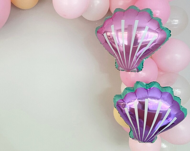 Seashell Balloons Mermaid Birthday Party Under the Sea Birthday Party Decor Pink Seashell Shell Balloons Purple Seashell