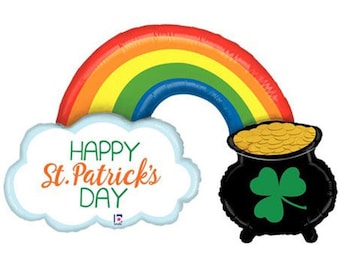 St. Patrick's Day Balloon, Pot of Gold Balloon, St. Patrick's Day Decor, Rainbow Balloon, Cloud Balloon, St. Patrick's Day Party Decorations