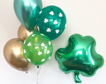 St. Patrick's Day Balloons, Shamrock Balloons, St. Patrick's Day Decor, Clover Balloons, Shamrock Foil, Green Gold Balloons, Spring Shower