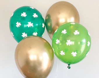 Shamrock Balloons Set, St. Patrick's Day Balloons, St. Patrick's Day Decor, Clover Balloons, Shamrock Foil Green Gold Balloons Spring Shower