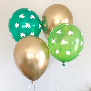 Shamrock Balloons Set, St. Patrick's Day Balloons, St. Patrick's Day Decor, Clover Balloons, Shamrock Foil Green Gold Balloons Spring Shower