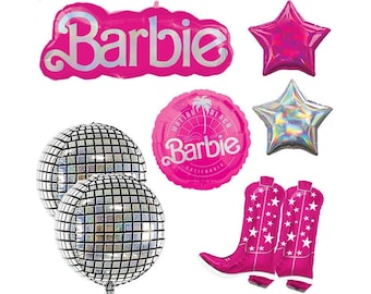 Barbie Balloons, C'mon Let's Go Party, Disco Barbie Party, Bachelorette Party Decorations, Malibu Barbie Birthday Party, Disco Cowgirl Decor