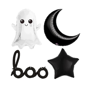 Halloween Balloons, Halloween Decorations, Holographic Ghost Balloon, Black Moon Balloon, Boo Balloon, Halloween Party Decor, Birthday Party