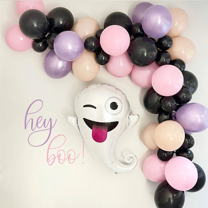 Pastel Halloween Balloon Garland, Ghost Balloon Arch, Pastel Halloween Party Decorations, Fall Baby Shower Balloons, Boho Fall Decorations image 1