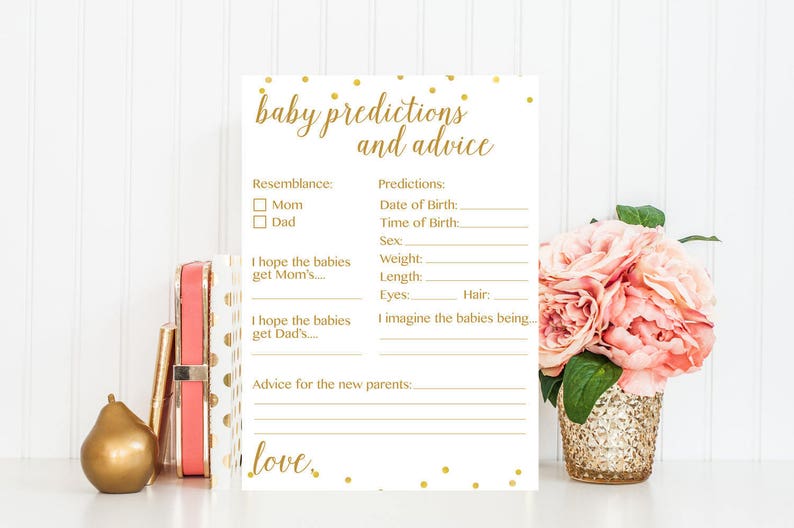 Baby Predictions And Advice Game Twins Baby Shower Games Etsy