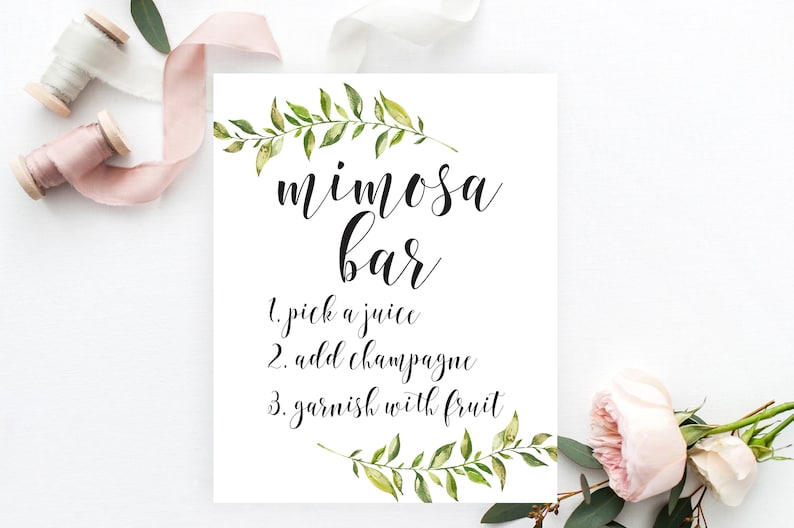 Greenery Mimosa Bar Indication, Greenery Bridal Shower Indication Printable, Summer months Shower, Boho Bridal Shower, Backyard Get together, Bubbly Bar Champagne, BRS6 image relating to Mimosa Bar Sign Printable titled Greenery Mimosa Bar Indicator, Greenery Bridal Shower Signal Printable, Summertime Shower, Boho Bridal Shower, Backyard Bash, Bubbly Bar Champagne, BRS6