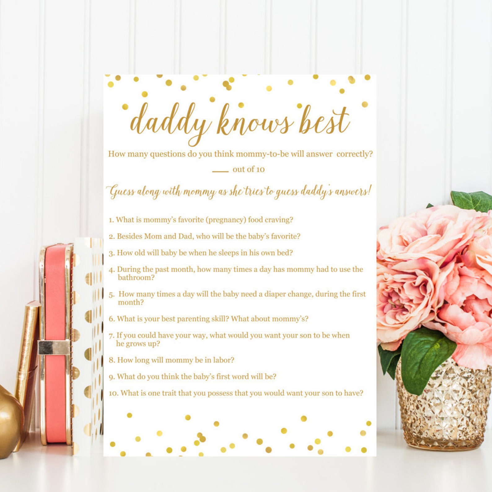 Daddy Knows Best Baby Shower Game BOYS Printable Baby Etsy