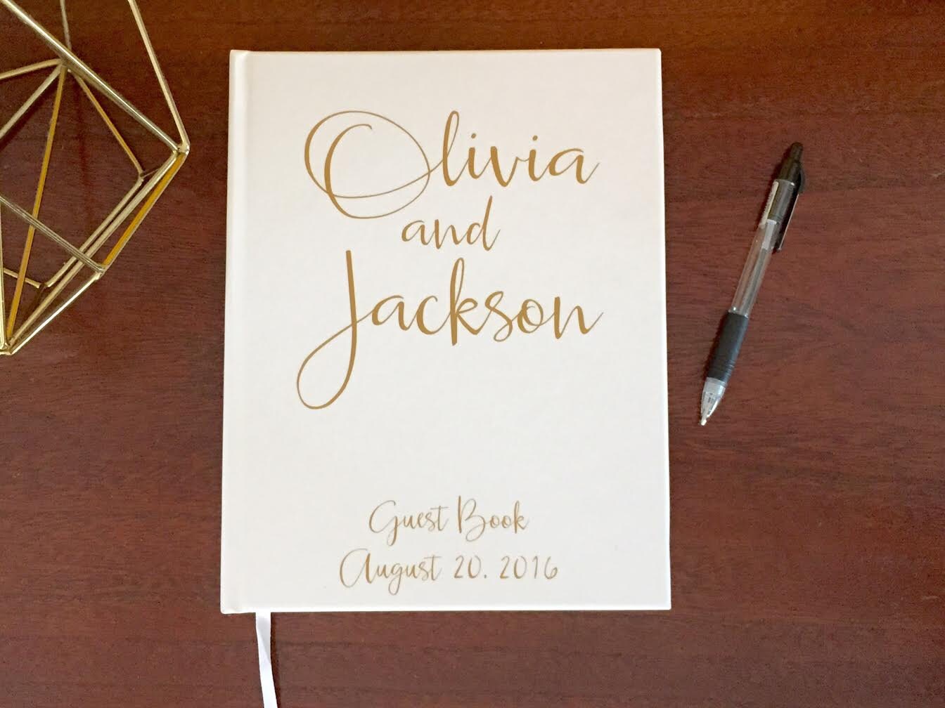 Gold Wedding Guest Book Custom Wedding Guestbook Guest Book Etsy