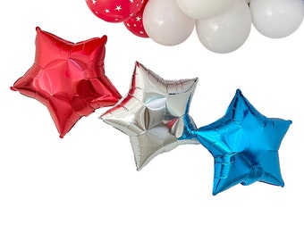 4th of July Balloon Decorations, Star Balloons, Red White Blue Star Balloons, 4th of July Party Decorations, Labor Day, Memorial Day Party