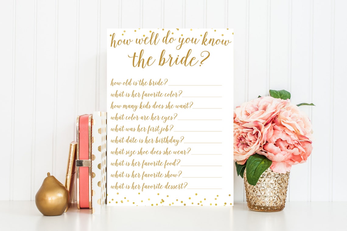 Gold Don't Say BRIDE Game Printable Bridal Shower Games | Etsy