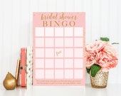 Bridal Shower Bingo Printable - Instant Download - Bridal Shower Game - Gold Confetti - Pink and Gold, Bridal Shower
