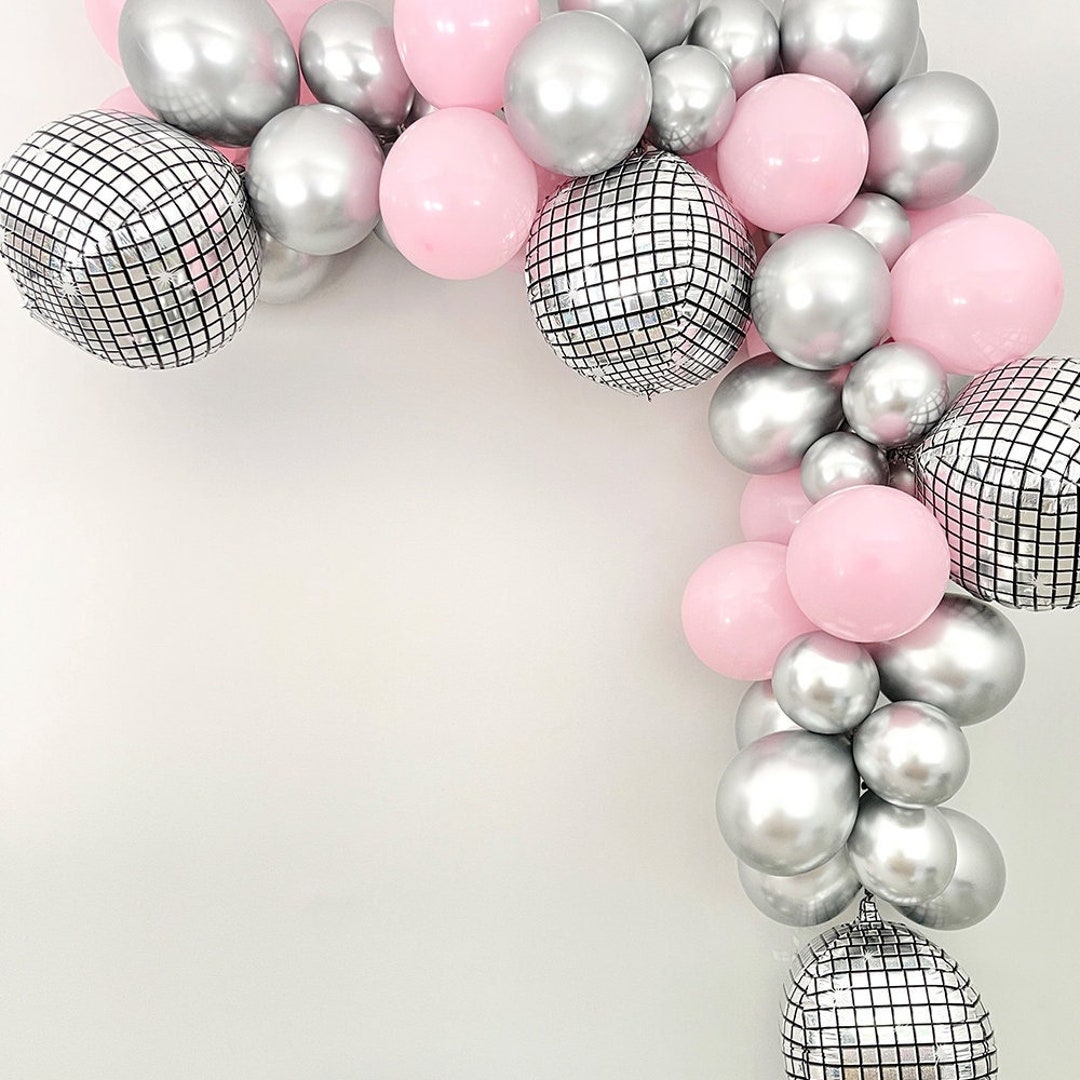 Disco Party Decor Bar Silver Ball Helium Balloon Dance Party Decora