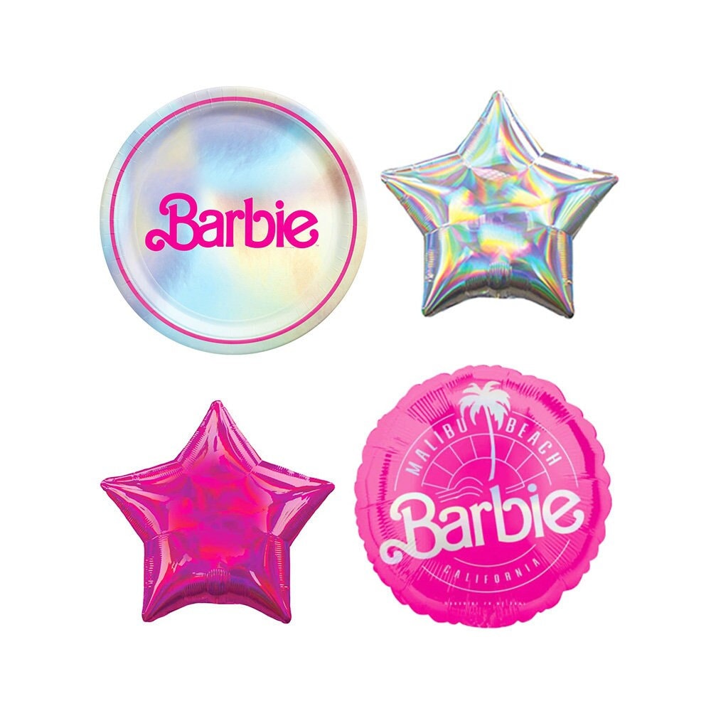 Barbie Plates Barbie Balloons Cmon Lets Go Party Barbie Party Decorations Bachelorette Party Theme Decorations Malibu Barbie
