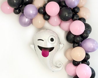 Halloween Balloon Garland, Ghost Balloon Garland, Pastel Halloween Party Decorations, Fall Baby Shower Balloons, Boho Fall Decorations