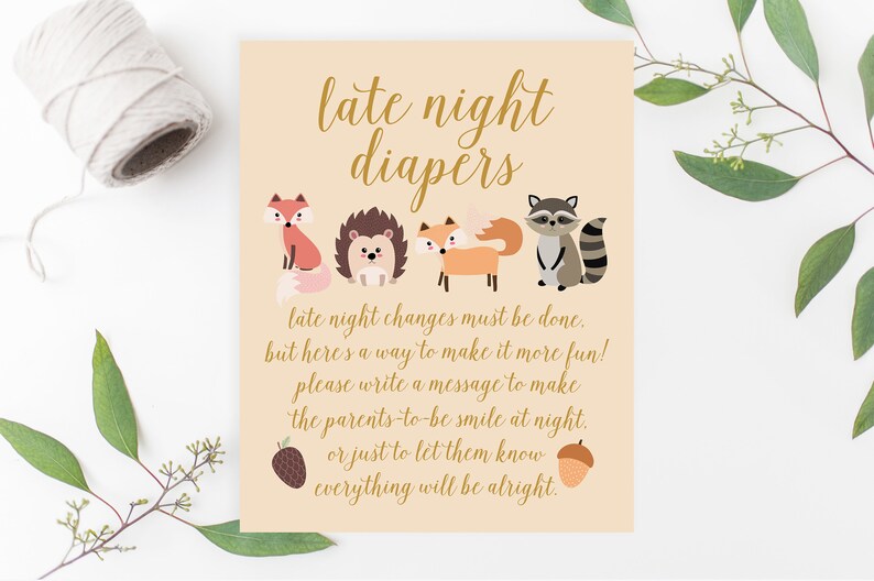 Late Evening Diapers Match, Woodland Pets Kid Shower Activity, Child Shower Game titles Printable, Kid Shower Printable, Child Shower Decor BAS15 picture relating to Late Night Diapers Free Printable named Late Night time Diapers Match, Woodland Pets Boy or girl Shower Video game, Youngster Shower Online games Printable, Child Shower Printable, Kid Shower Decor BAS15