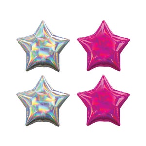 Iridescent Star Balloons, Outer Space Balloon Decorations, Barbie Balloons, Pink Star Balloon, Disco Cowgirl Balloons, Galaxy Birthday Decor