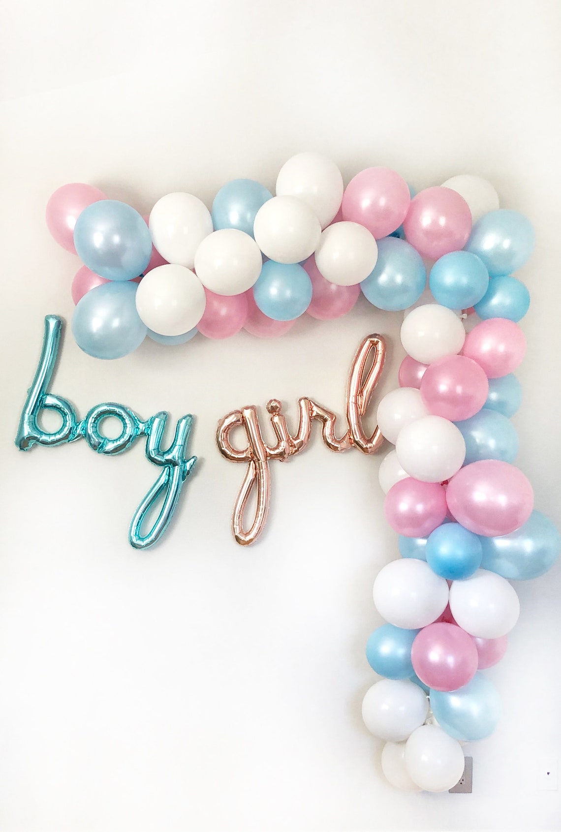 Gender Reveal Balloon Garland Gender Reveal Balloons Gender Etsy