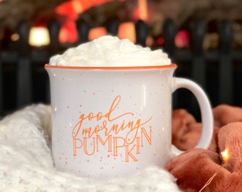 Good Morning Pumpkin Campfire Mug, Fall Mug, Fall Decor, 15 oz, Pumpkin Spice Latte, PSL Coffee Mug, Fall Home, Pumpkin Decor, Coffee Cup