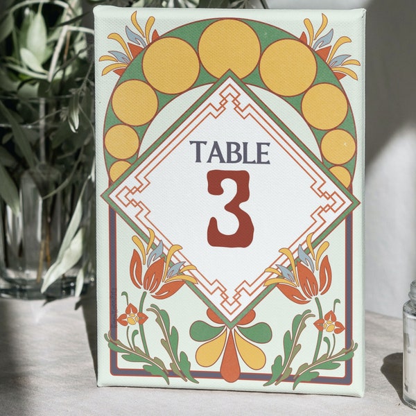 Table Numbers - Digital Instant Download - Art Nouveau Style - Geeky Nerdy Wedding - Printable Stationery