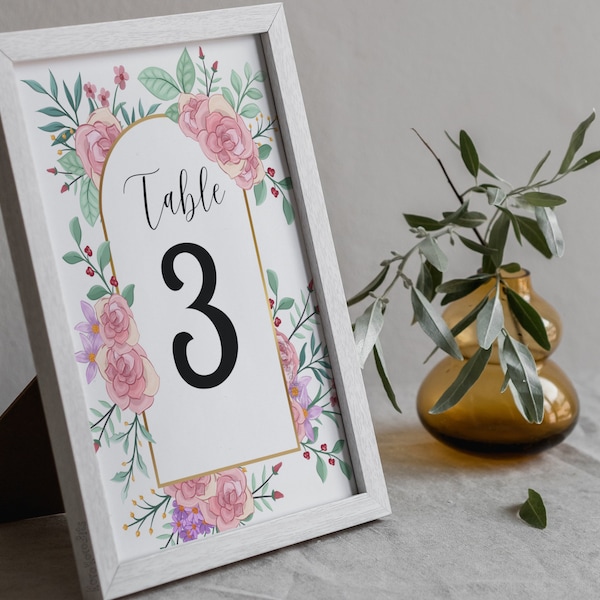 Table Numbers - Digital Instant Download - Floral Style - Geeky Nerdy Wedding - Printable Stationery