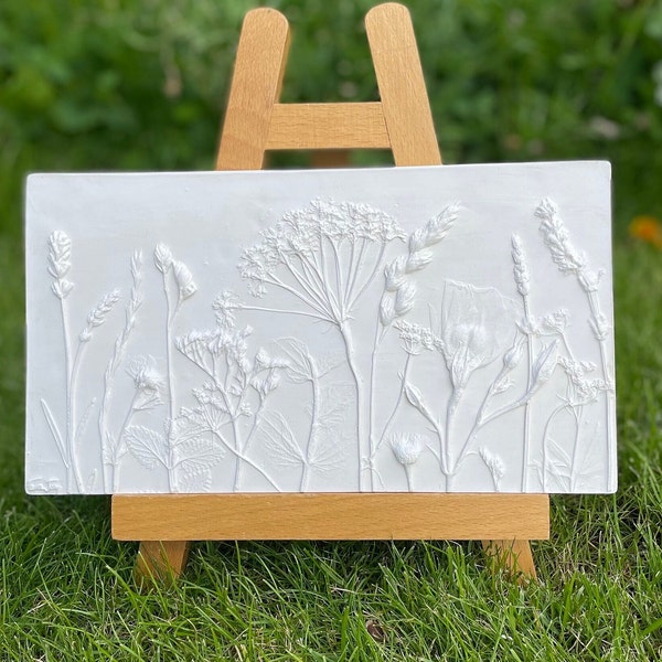 Botanical Plaster Cast - "New Pastures"  Ammi Mujus, Lavender, Wild Grass, Wild Rose