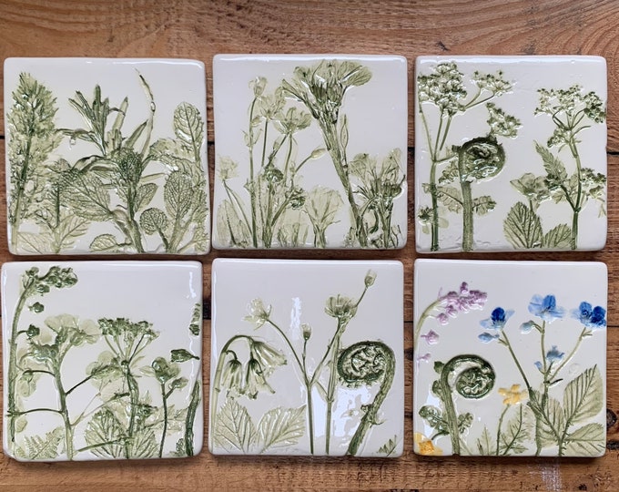 Botanical Ceramic Tiles 9cm Etsy UK