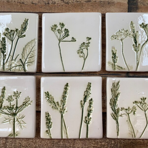 Mini Botanical Ceramic Tiles