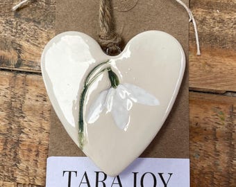 Snow Drop Hanging Ceramic Heart/Circle
