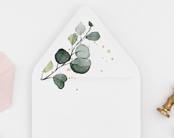 Eucalyptus Envelope Liners, Greenery Leaf Envelope Liners, Envelope liners for A7 Envelope Liner,
