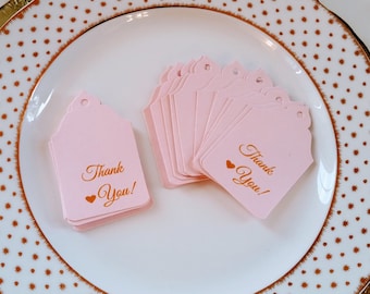 Blush Pink Wedding Favor Tags, Thank You Gift Tags, Gold printed thank you Tags, Shower gift Tag, Bachelorette Favor Tags - Set of 25