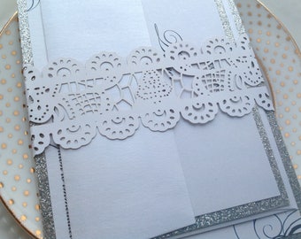 Laser Cut Invitation Belly Band, Laser Invitation Card Wrap, Wedding Invitation card bands, Laser Cut Lace Belly Band, Laser Cut Belly Bands