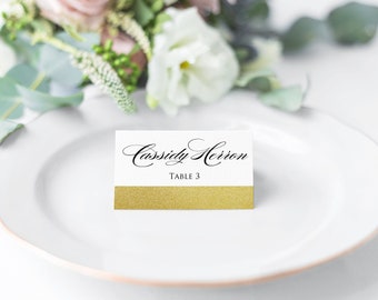 Wedding Place Cards, Escort Cards, Gold, Glitter, Table Place Cards, Name Cards, Dinner Party, Candy Buffet Food Card, Dessert Table Labels