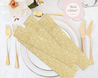 Wedding Invitation Belly Band, Champagne Glitter, Glitter Paper Band, Party Invitation, Anniversary, Invitation Accessories, DIY Invitation