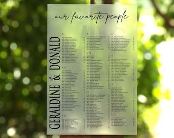 Seating Chart for weddings, Frosted Acrylic Seating Chart, Clear Acrylic Seating Chart