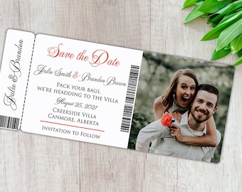 Destination Save the Date Cards | Boarding Pass Save the Date Invitation | Travel Save the date | Save the Date Boarding Pass | Add Your Pic