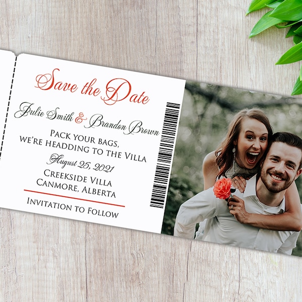 Destination Save the Date Cards | Boarding Pass Save the Date Invitation | Travel Save the date | Save the Date Boarding Pass | Add Your Pic