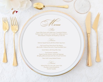 Menu Cards, Wedding Menu Cards, Gold Menu Cards, Round, Circle, Round Menu, Dinner Menu Cards, Menu, Circle, Charger Menu Cards, Party Menu