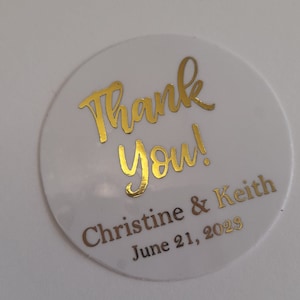 Custom Clear Gold Foil Stickers, Gold Foil Monogram, Clear Gold Foil Labels, Round Clear Stickers