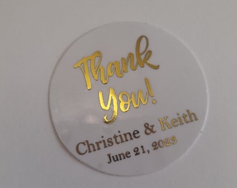 Custom Clear Gold Foil Stickers, Gold Foil Monogram, Clear Gold Foil Labels, Round Clear Stickers