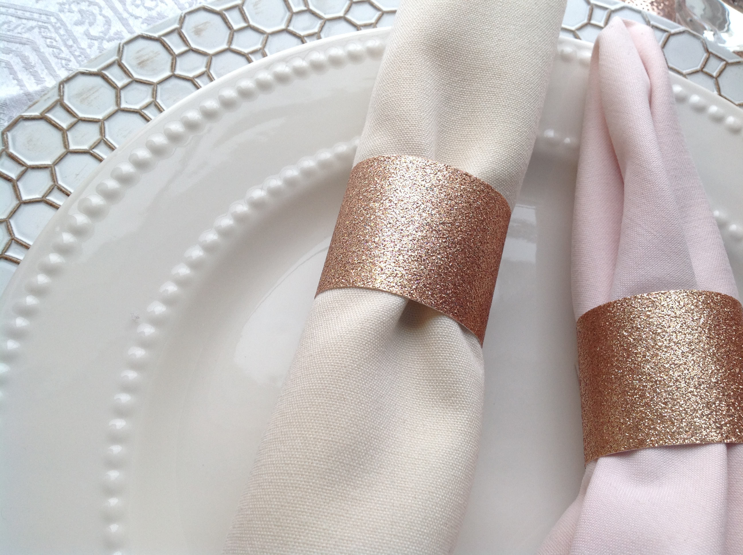 Napkin Rings Rose Gold Glitter Cardstock Wedding Napkin Etsy Canada