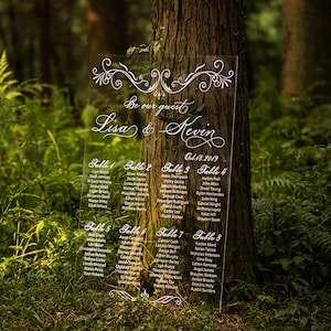 Carta de asientos acrílicos, cartel de asientos de boda, carta de asientos de bienvenida, tabla de asientos acrílicos personalizados