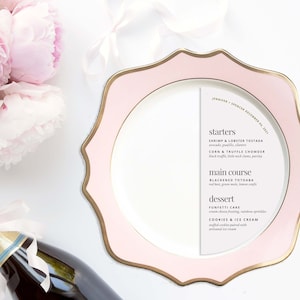 Half Circle Menu Cards, Wedding Menu Cards, Arch Menu Cards, Charger Plate Menu Cards