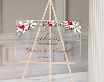 Christmas Wedding Sign, Wedding Acrylic Sign, Frosted Acrylic Sign, Welcome Wedding Sign