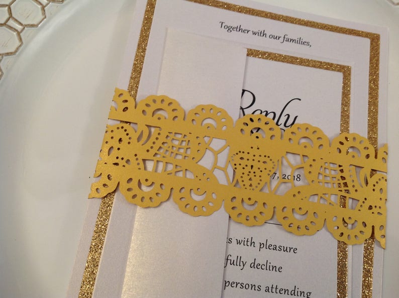 Laser Cut Invitation Belly Band Laser Cut Lace Belly Band Etsy